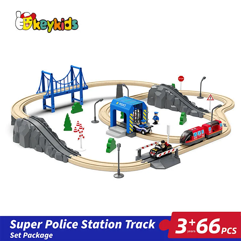 74 PCS assembly slot wooden train track toy for kids W04C244