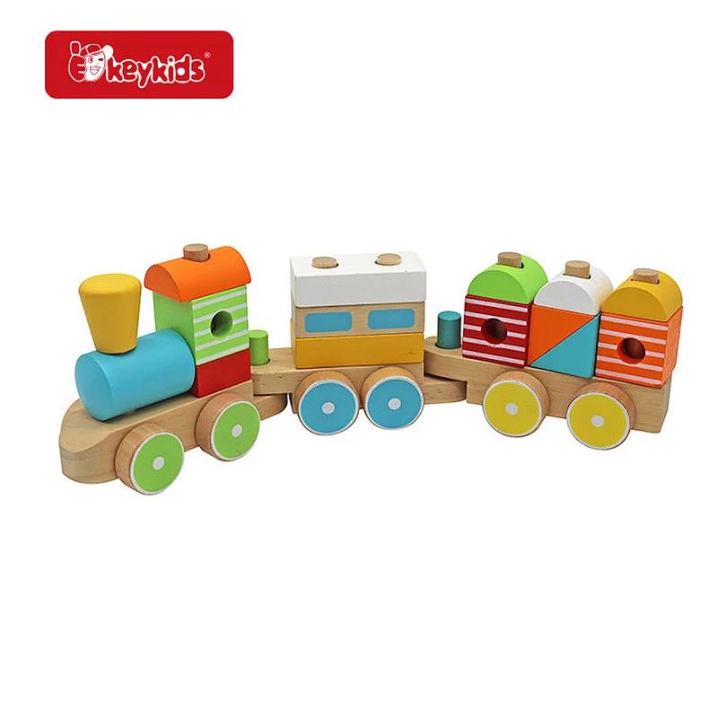 Customize Educational Blocks Set Colorful Wooden Stacking Train Toy For Kids W04A607