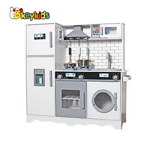 2023 New Upgrade stove kids wooden electronic kitchen toy with realistic washing machine W10C513F