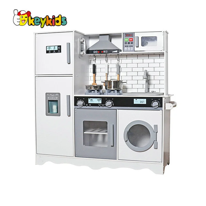 2023 New Upgrade stove kids wooden electronic kitchen toy with realistic washing machine W10C513F