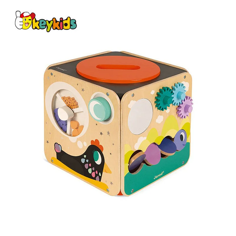 Customize Montessori Educational Sensory Toys Wooden Activity Cube For Kids W11B308