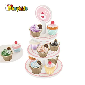 Most Popular Simulation Play Food Wooden Cake Stand Set Toy For Kids W10B447