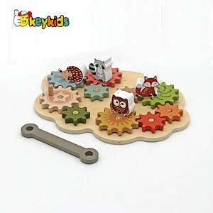New design educational DIY wooden spinning gears toy for kids W13E242