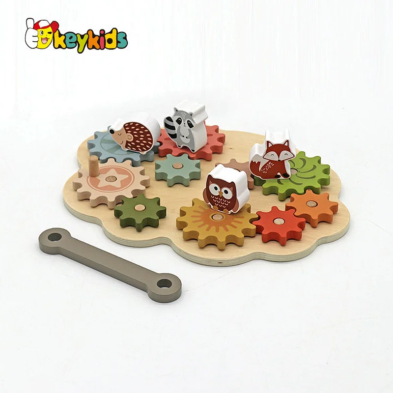 New design educational DIY wooden spinning gears toy for kids W13E242