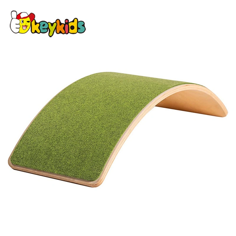 High quality curvy yoga anti-slip felt wooden balance board for kids W01F065C