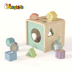 Customize Kids Shape Matching Game Colorful Wooden Shape Sorter Box W12D419