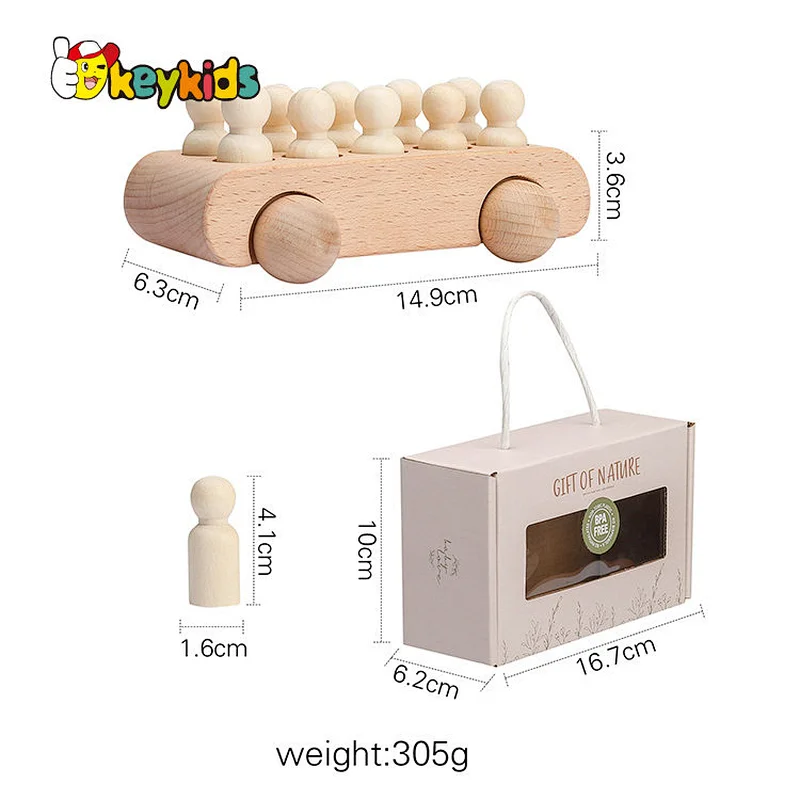 customzie natural beech wood beech car toy with pegs W05C155