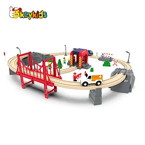 Hot sell 70 pcs firefighting wooden toy train set for kids W04C240