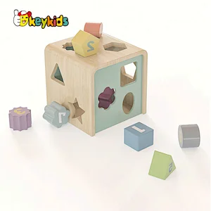 Customize Kids Shape Matching Game Colorful Wooden Shape Sorter Box W12D419