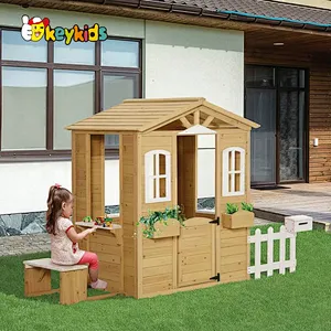 Outdoor garden natural wooden playhouse with window W01D255