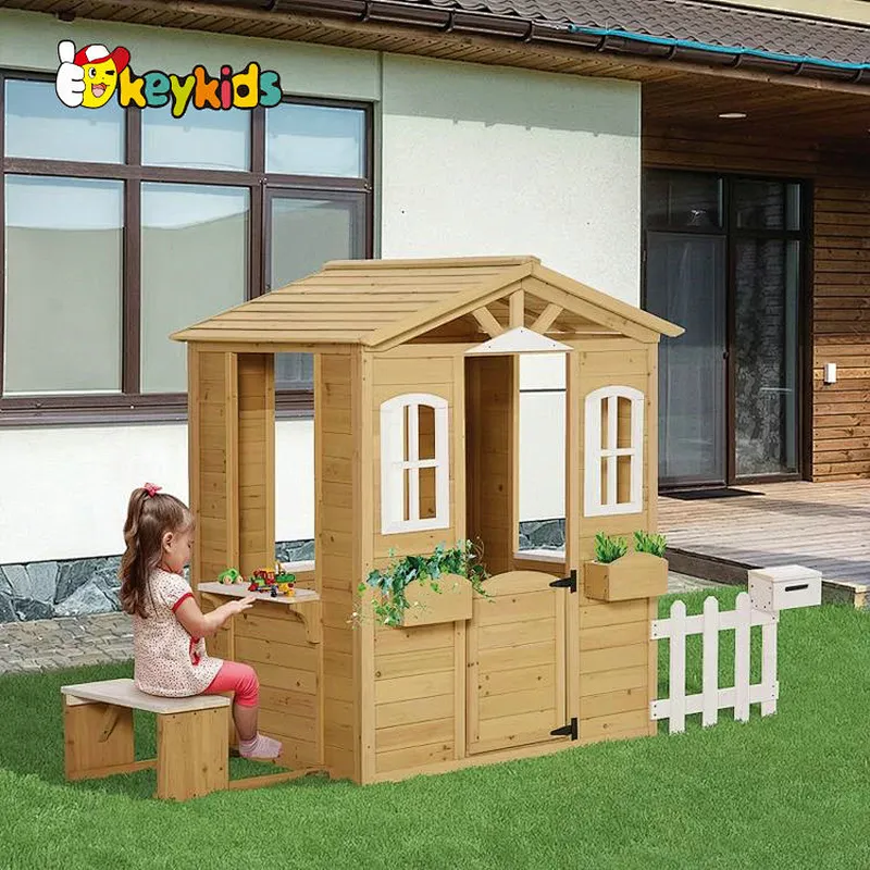 Outdoor garden natural wooden playhouse with window W01D255