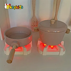 2023 New Upgrade stove wooden kids pink play kitchen with realistic light and sound W10C601C