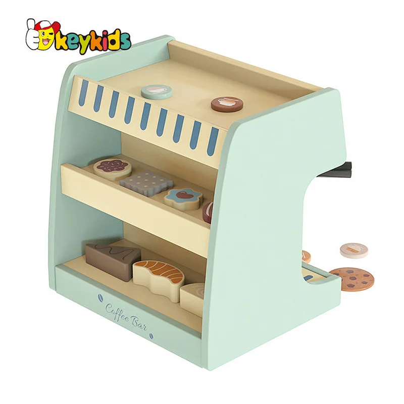 Customize Play House Coffee Shop Play Set Wooden Coffee Machine Toy For Kids W10D682