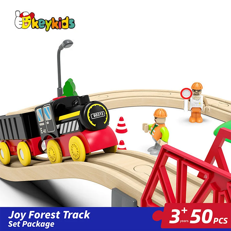 Educational classic railway toys 50 pcs wooden train tracks for kids W04C241