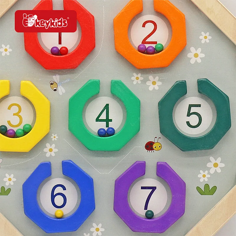 New Design Color Number Cognitive Toy Wooden Magnetic Maze Board For Kids W01A547