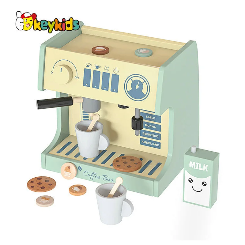 Customize Play House Coffee Shop Play Set Wooden Coffee Machine Toy For Kids W10D682