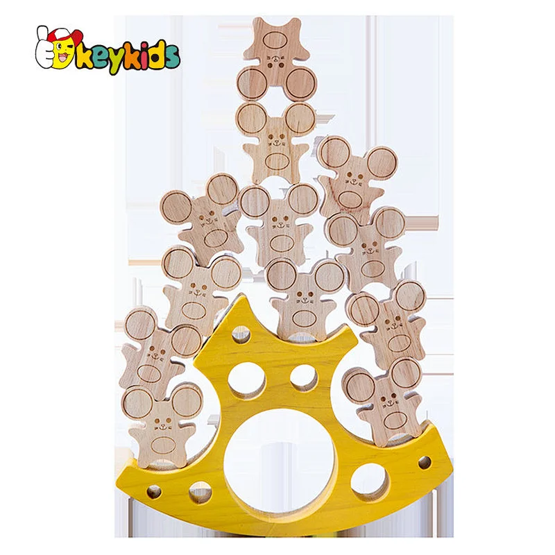 Montessori Balancing Game Mouse and Cheese Wooden Stacking Blocks For Kids W13D404
