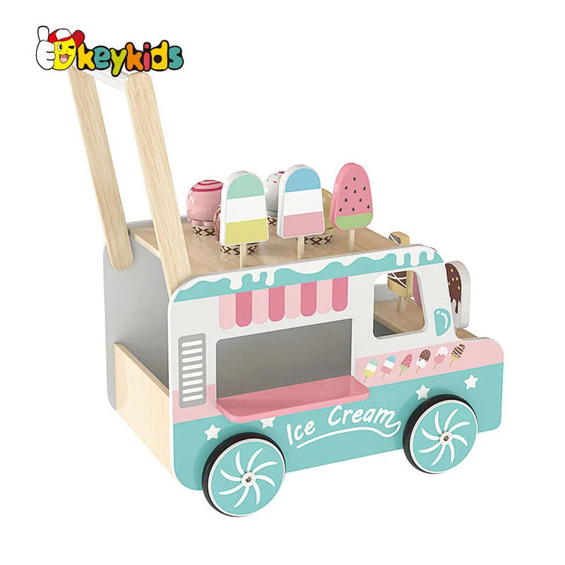 New arrive DIY educational play wooden ice cream car toy for toddlers W16E207