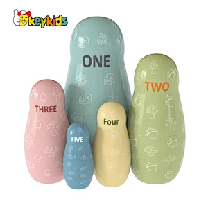 New design 5 PCS stacking cute animals wooden russian nesting dolls for kids W06D175
