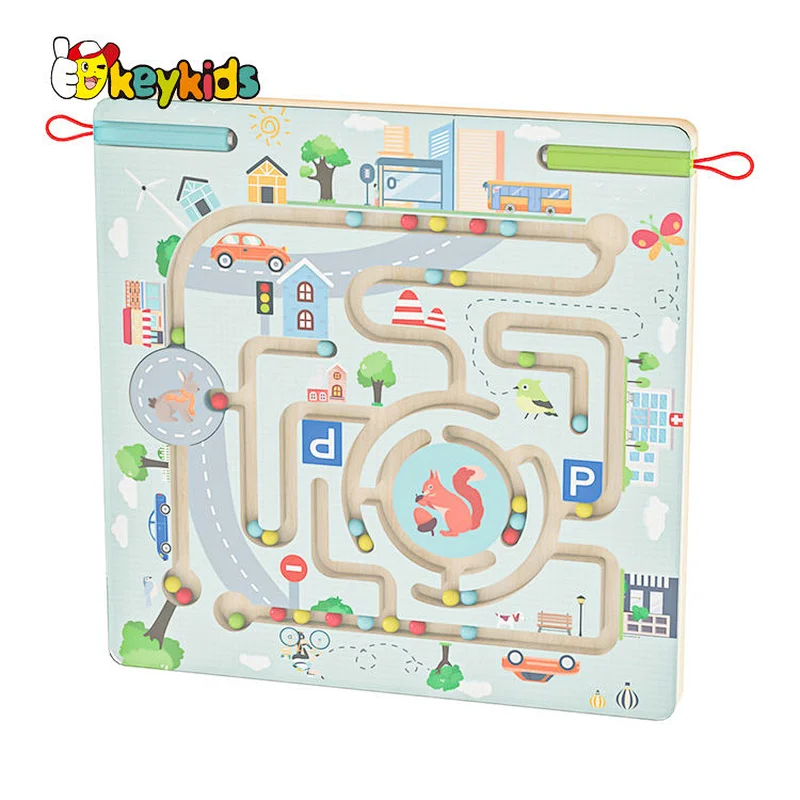 Customize kids educational toys wooden marble maze board for playing W11H107