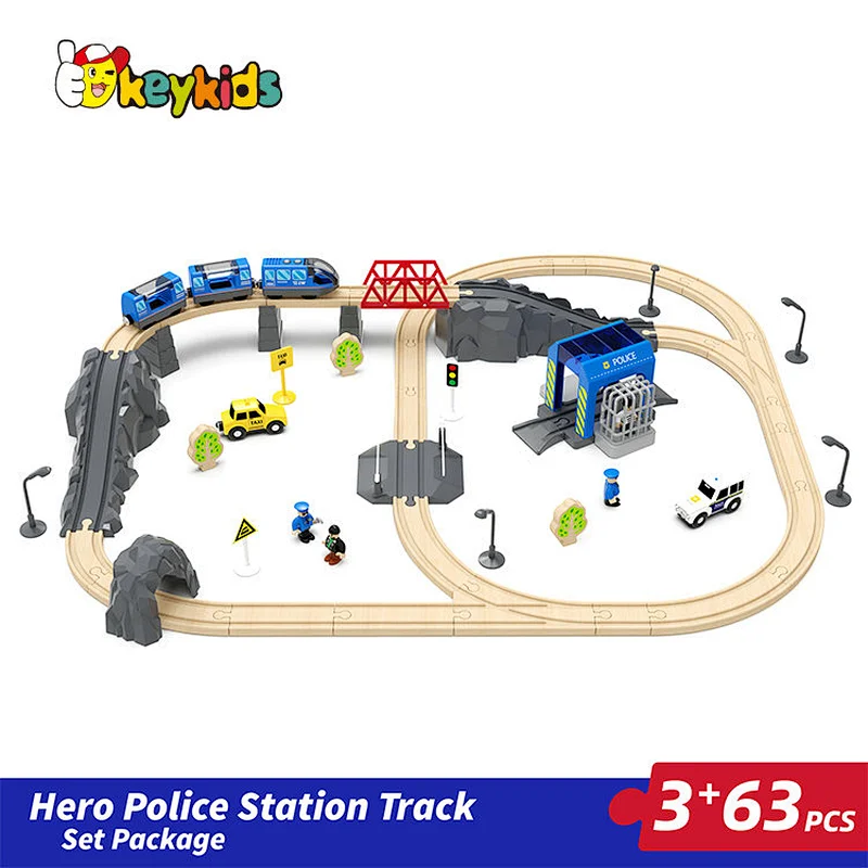 63 PCS assembly slot wooden toy railway set for kids W04C247