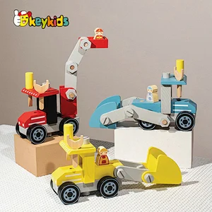 City construction truck wooden fire engine toy for kids W04A598