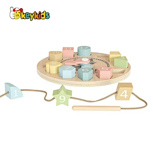 Customize Educational Toy Cartoon Wooden Number Puzzle Clock Toy For Kids W14K067A