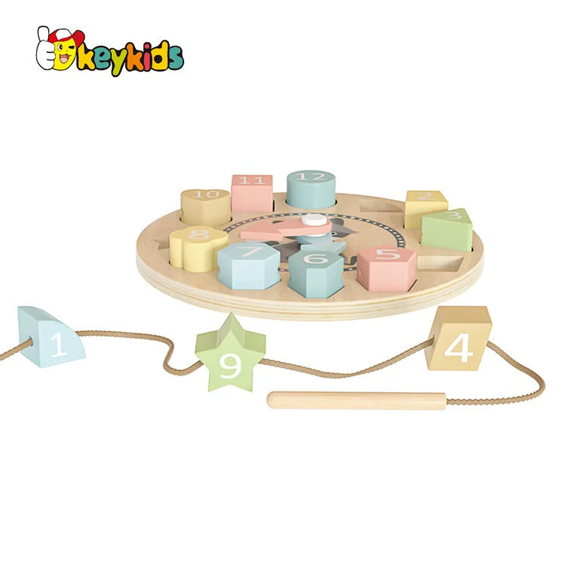 Customize Educational Toy Cartoon Wooden Number Puzzle Clock Toy For Kids W14K067A