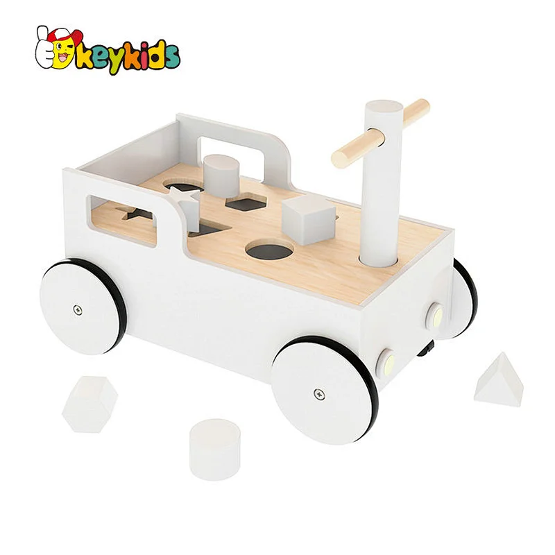 Wholesale Educational Shape Sorting Wooden Baby Walker With Blocks W16E208