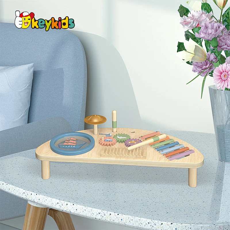 New arrived multifunctional activity center wooden musical workbench toy for baby W07A213