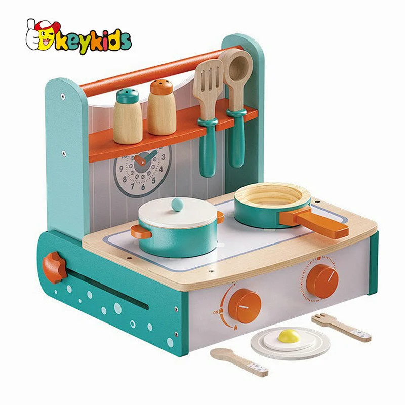 High quality simulation pretend play wooden kitchen foldable stove toy for kids W10D631