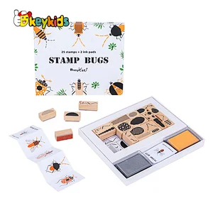 Hot Selling Educational Sensory Game 25 Pcs Wooden Insect Stamp Toy For Kids W18A209