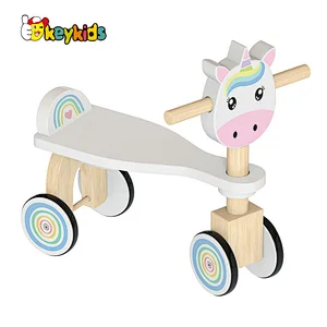 wholesale baby pink unicorn wooden ride on animal toy for children W16B019