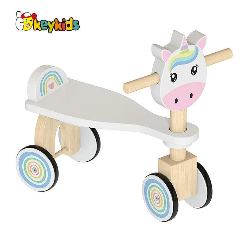 wholesale baby pink unicorn wooden ride on animal toy for children W16B019
