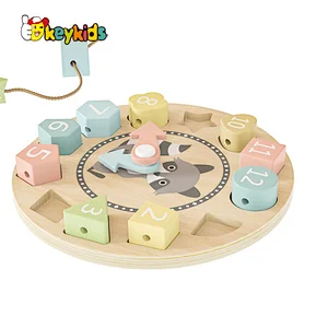 Customize Educational Toy Cartoon Wooden Number Puzzle Clock Toy For Kids W14K067A
