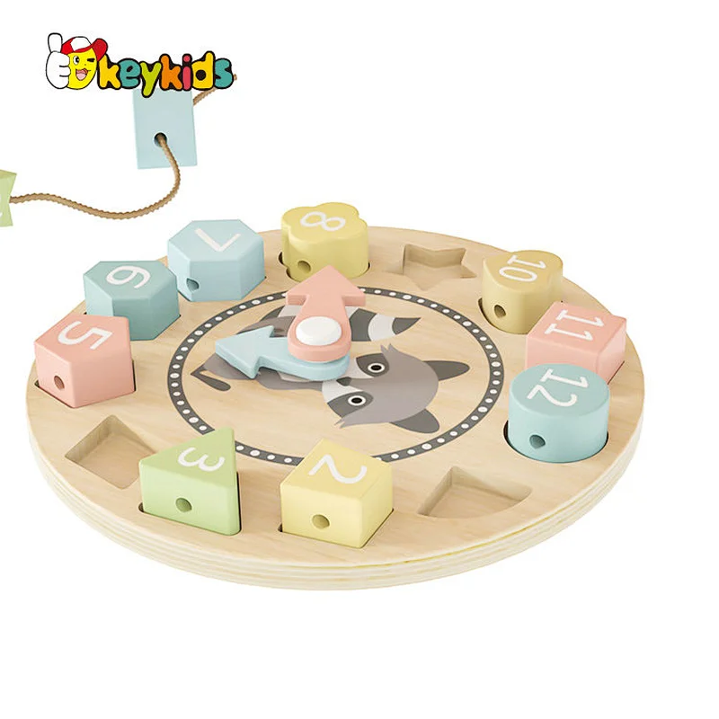 Customize Educational Toy Cartoon Wooden Number Puzzle Clock Toy For Kids W14K067A