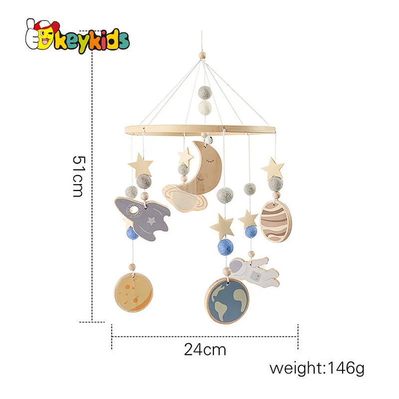 Baby Nursery Felt Crib Bed Toys Wooden Hanging Crib Mobile for Bed Room W08K370