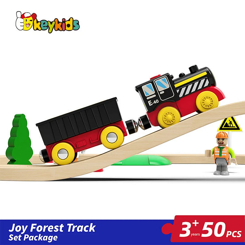 Educational classic railway toys 50 pcs wooden train tracks for kids W04C241