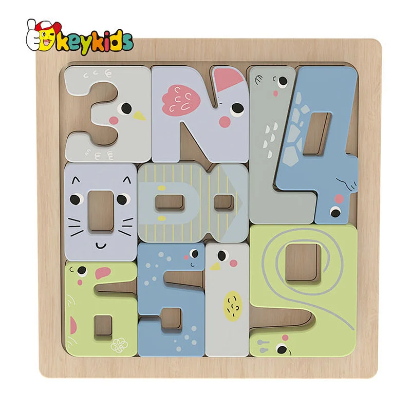 Popular Preschool Educational Cartoon 3D Wooden Number Puzzle Toy For Kids W14A373