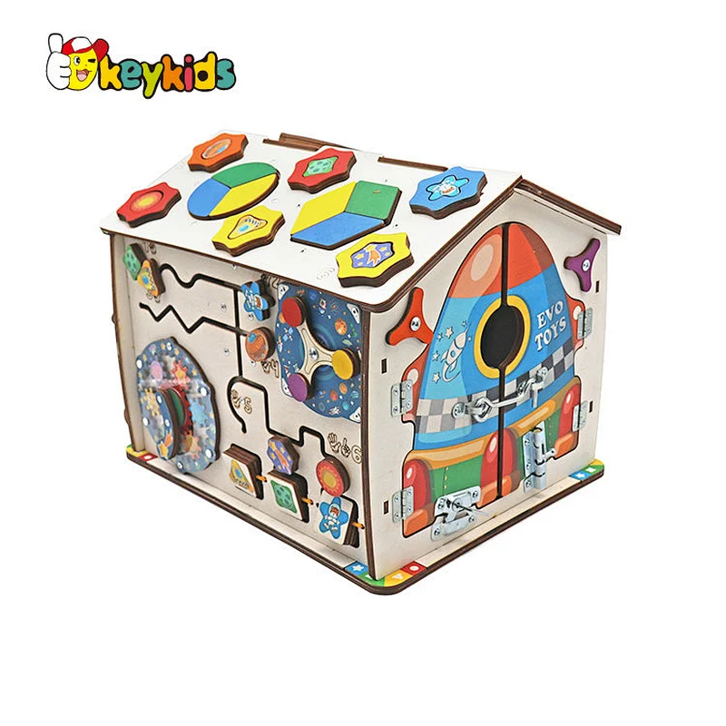 Early learning educational wooden activity busy board house toys for kids W12D437