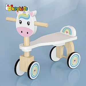 wholesale baby pink unicorn wooden ride on animal toy for children W16B019