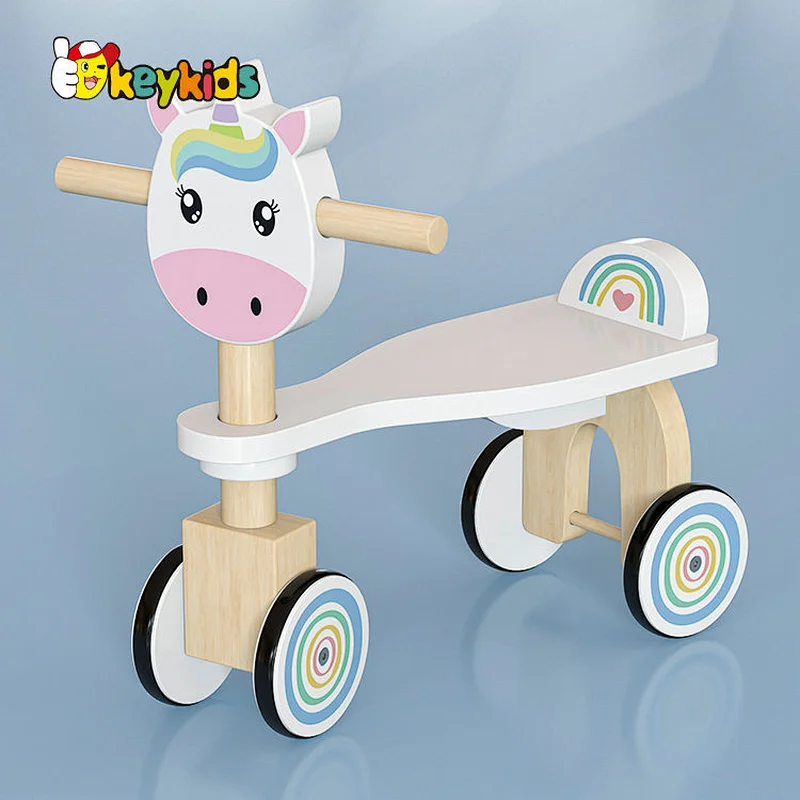 wholesale baby pink unicorn wooden ride on animal toy for children W16B019