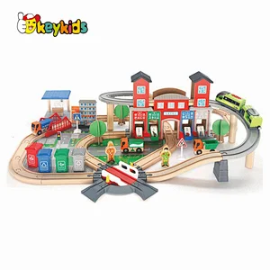 Classical toy train sets wooden model track toys for children W04C253