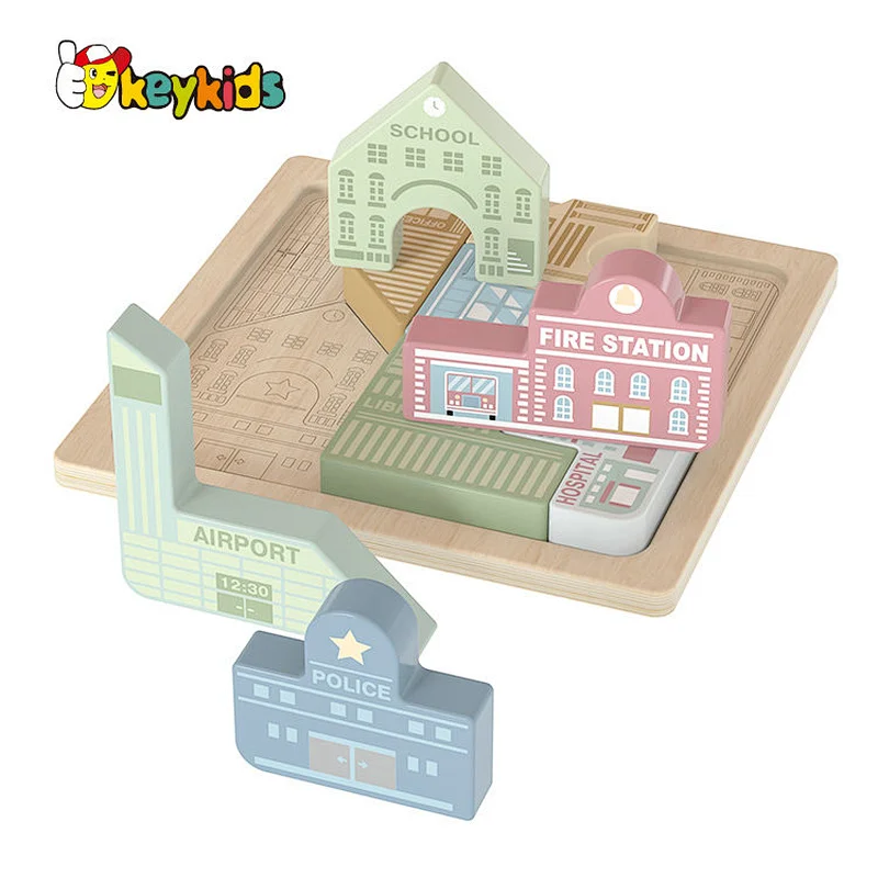 Factory Direct Early Learning Jigsaw 3D Wooden Puzzle Block Toy For Kids W14A374