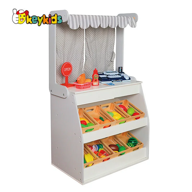 New arrivals fruit supermarket toy set wooden play grocery store for kids W10A109B