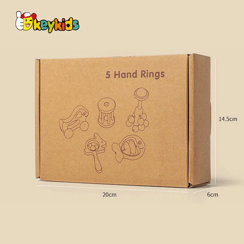 wholesale 5 pcs hand bell shaker wooden rattle toy set for newborn W07I198