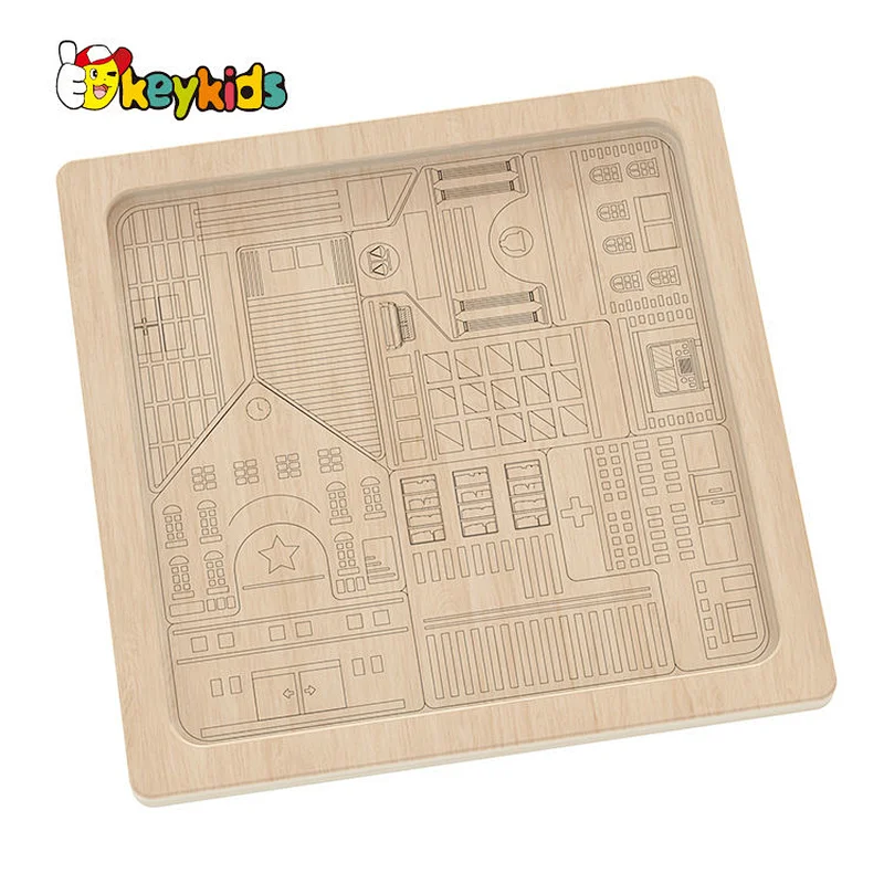 Factory Direct Early Learning Jigsaw 3D Wooden Puzzle Block Toy For Kids W14A374