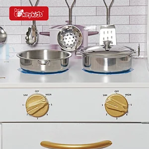 Hot Selling Cooking Pretend Play Modern White Wooden Kitchen Toy For Kids W10C529D