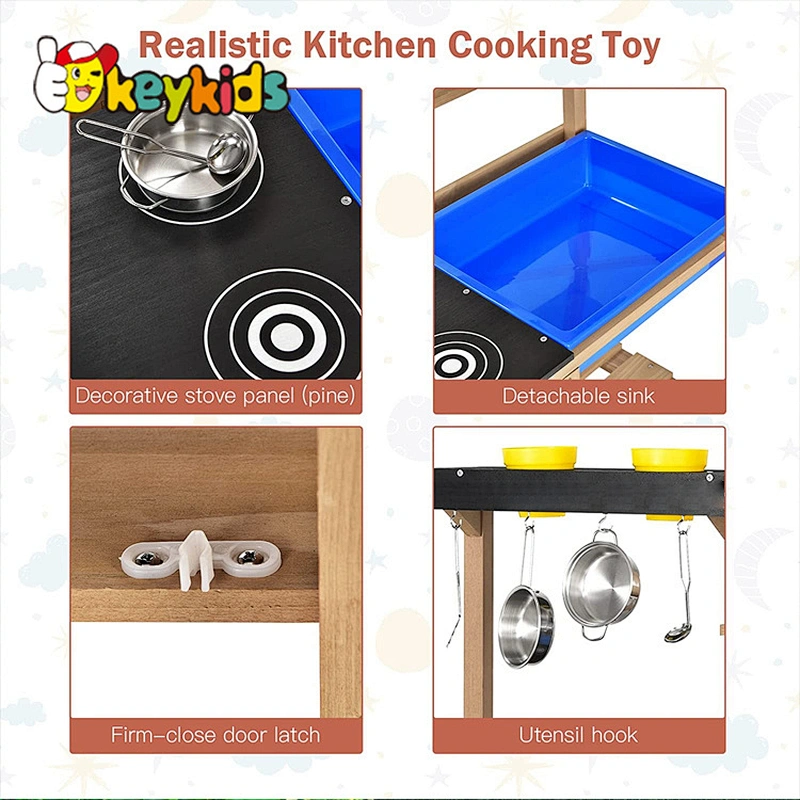 Garden worktop toy wooden outdoor play kitchen for kids W10C766