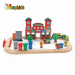 Classical toy train sets wooden model track toys for children W04C253